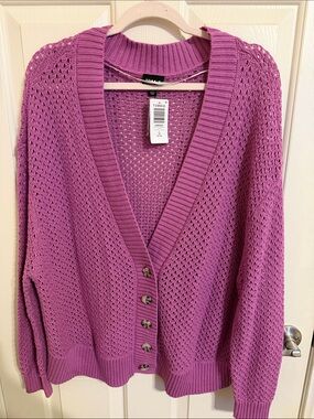 Torrid Open-Knit Button Cardigan